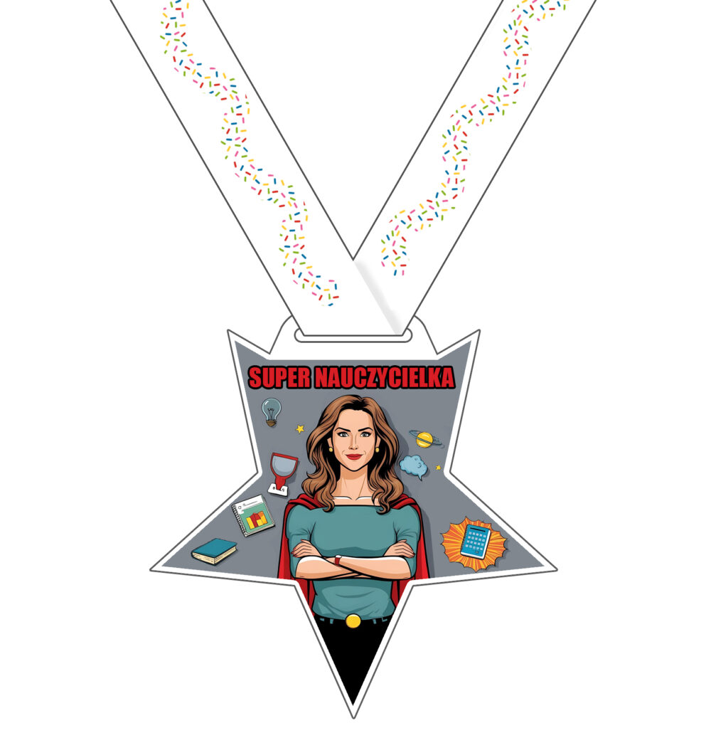 Super nauczycielka - medal dla nauczycielki - medal z nagranymi życzeniami dźwiękowymi - gadający medal