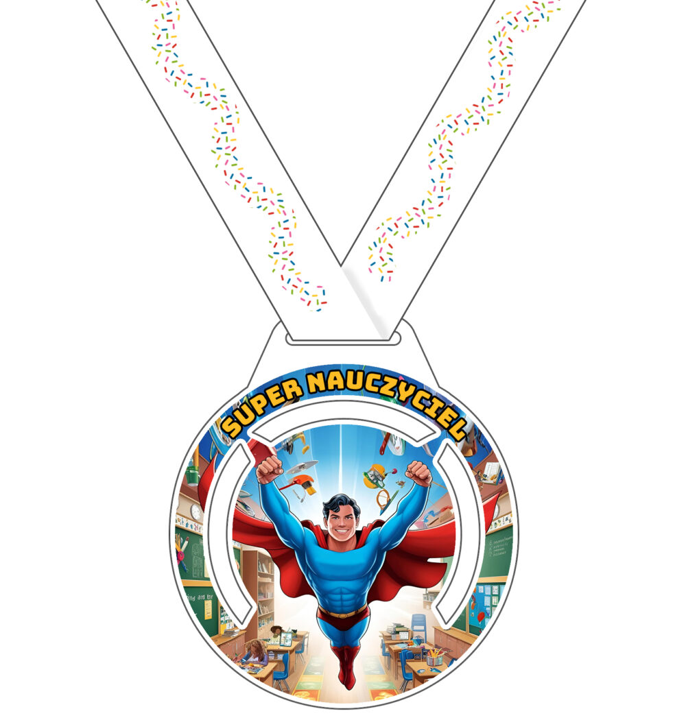 Super nauczyciel - medal dla nauczyciela - medal z nagranymi życzeniami dźwiękowymi - gadający medal